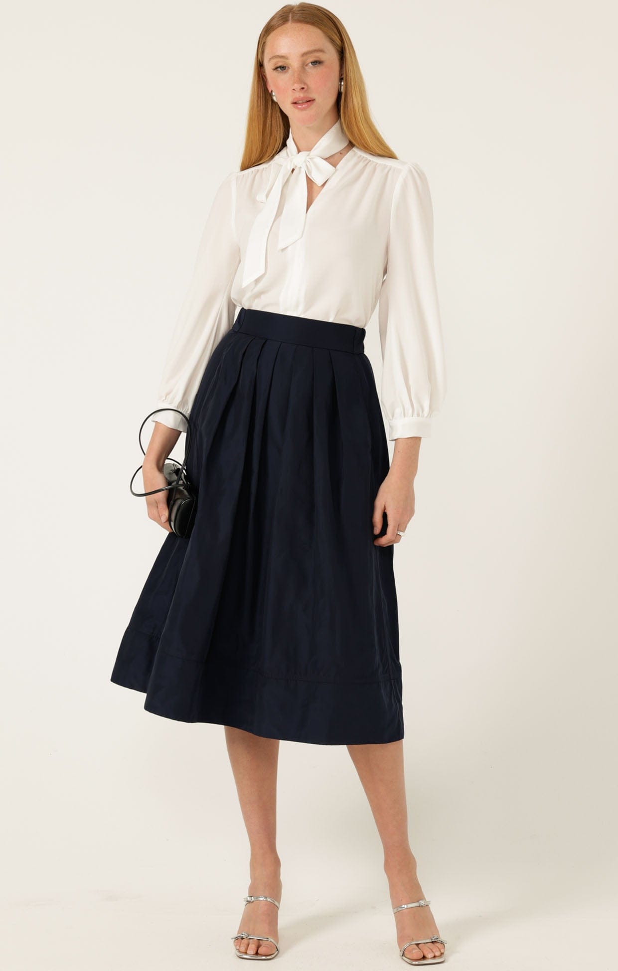Skirts Multi Occasion PLEATED A-LINE SKIRT IN NAVY