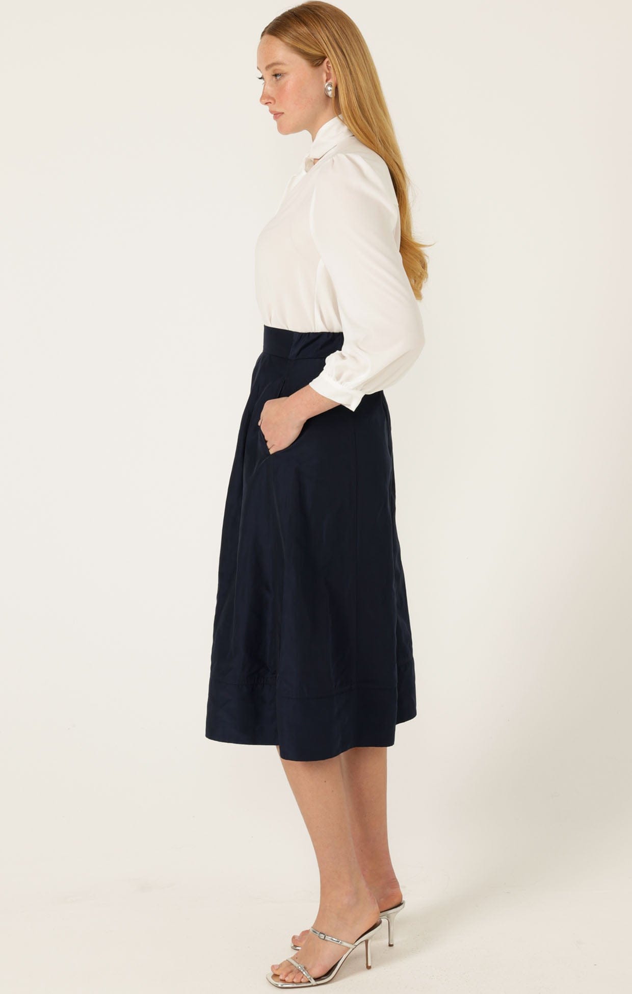 Skirts Multi Occasion PLEATED A-LINE SKIRT IN NAVY