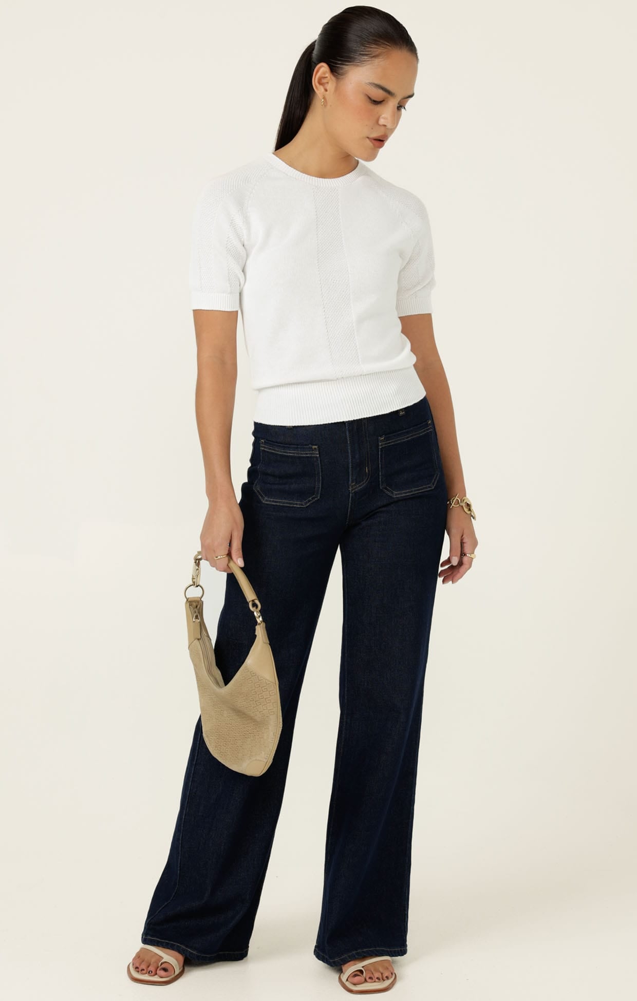 Knitwear RAGLAN KNIT TOP IN WHITE