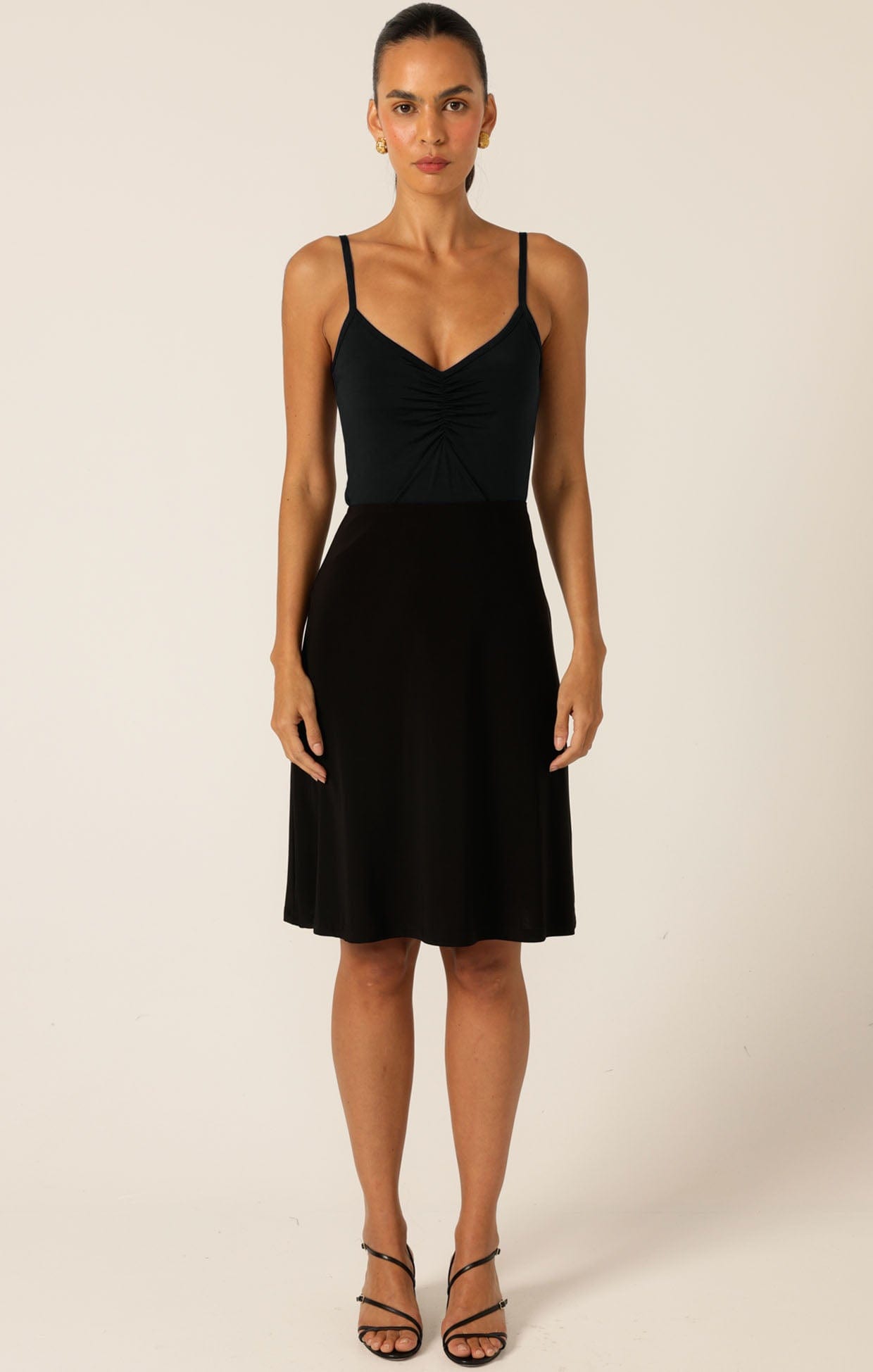 Tops Multi Occasion RUCHED GATHERED CAMI IN BLACK