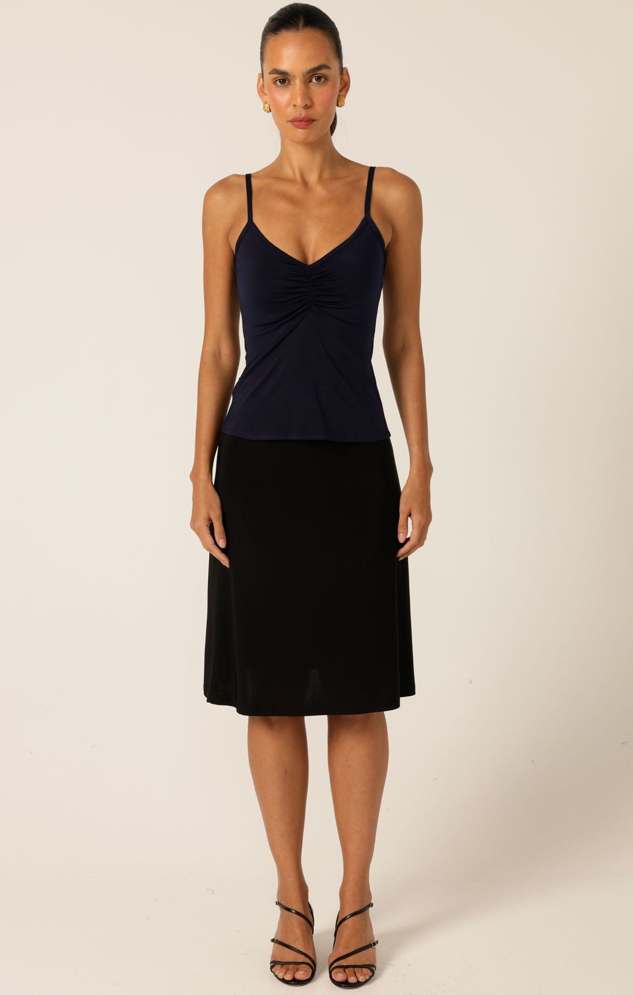 Tops Multi Occasion RUCHED GATHERED CAMI SLIP IN NAVY