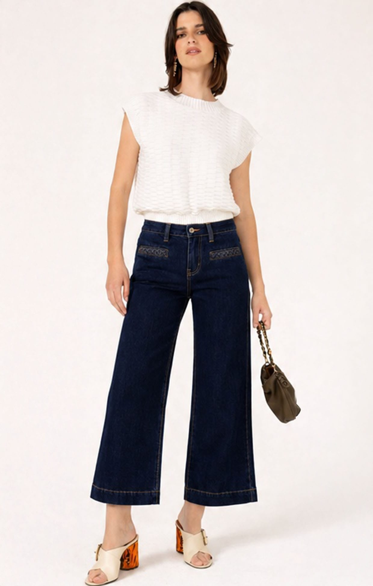 Pants Multi Occasion FREYA WIDE LEG PLAIT POCKET JEAN IN PALISADE BLUE
