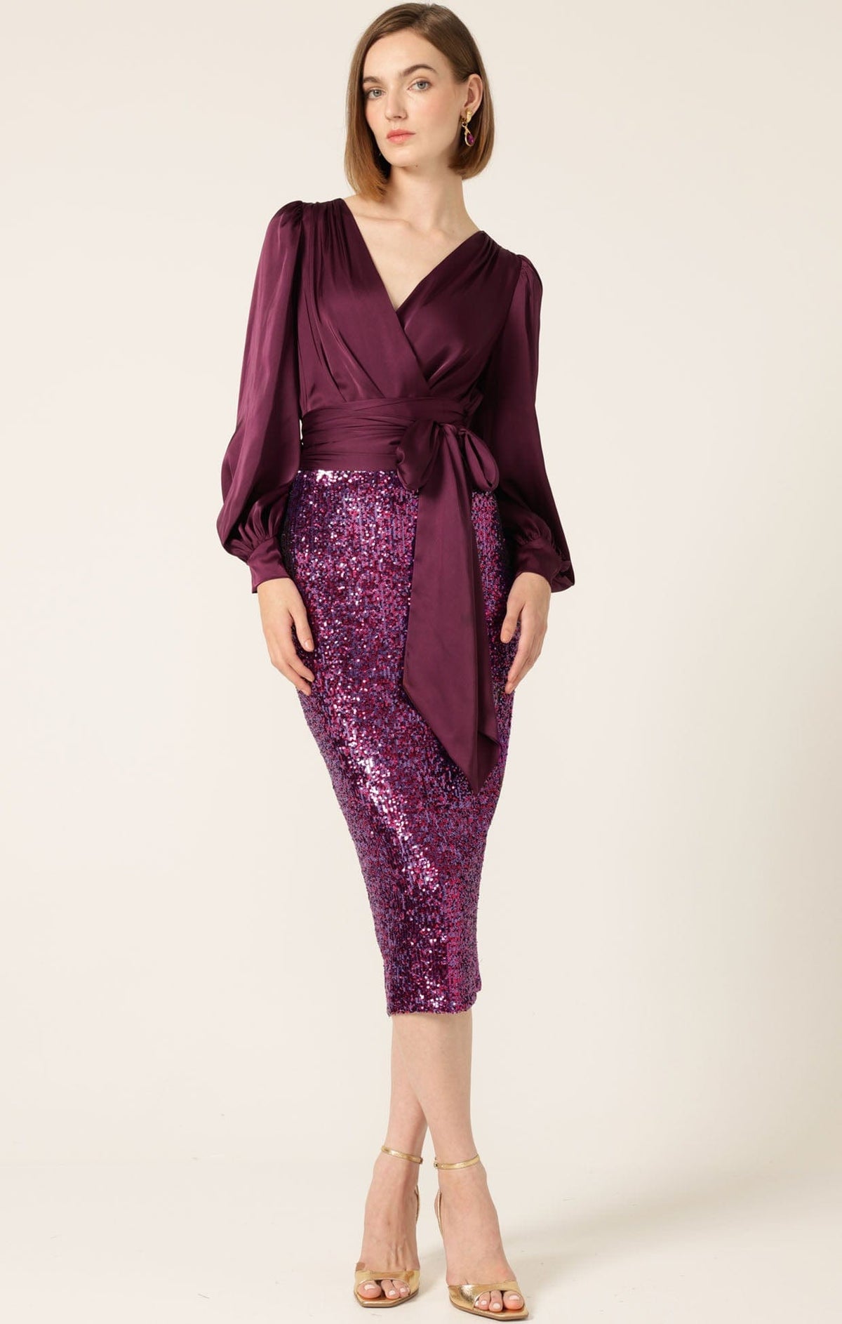 Skirts Events SEQUIN PENCIL SKIRT IN PINK MULTI