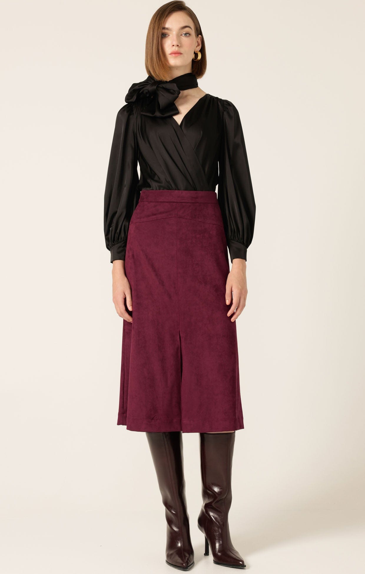 Skirts Multi Occasion SUEDE A-LINE MIDI SKIRT