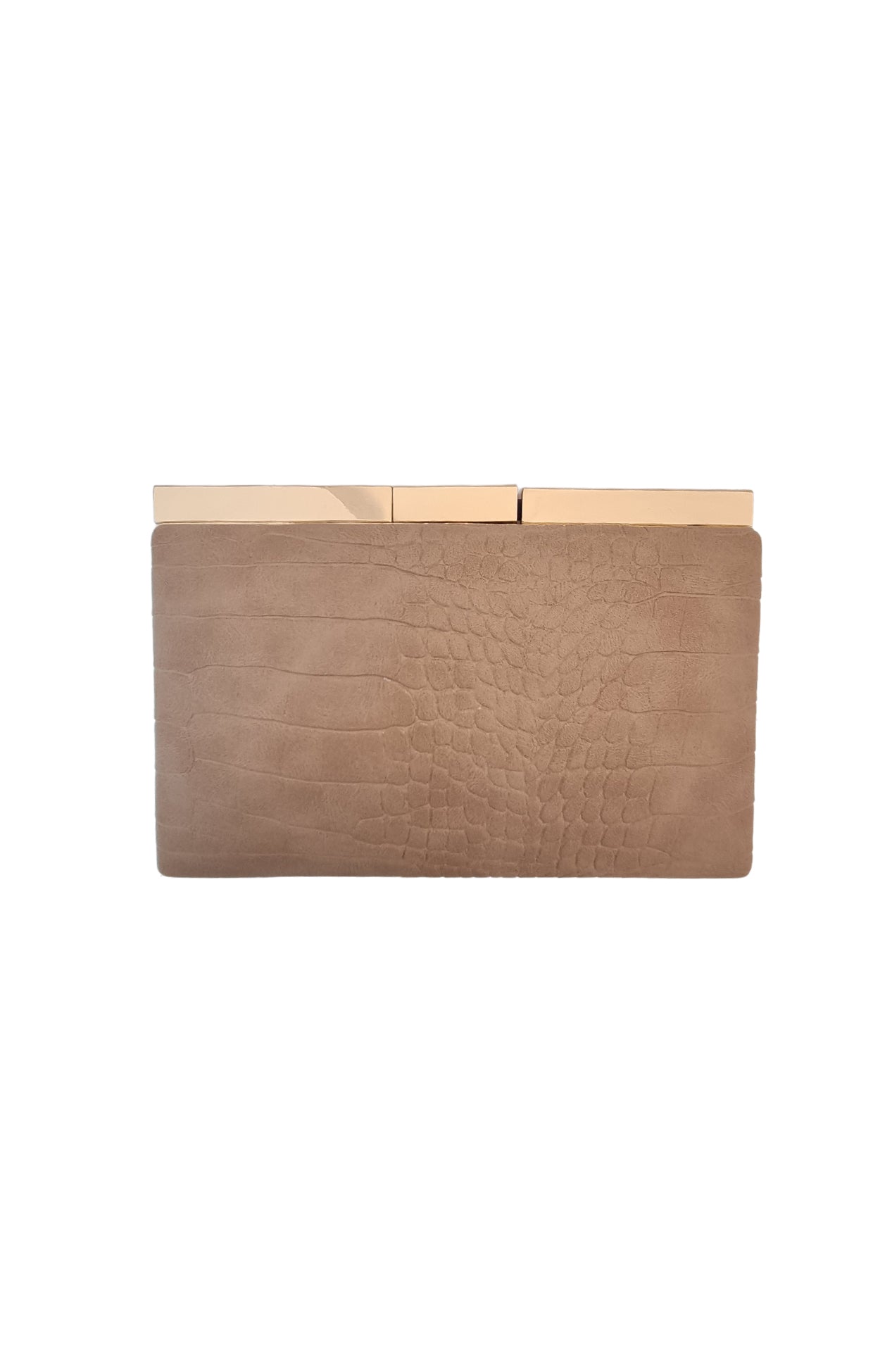 Bags OS / CAMEL SAVINA CROC STRUCTED CLUTCH BAG AIN CAMEL