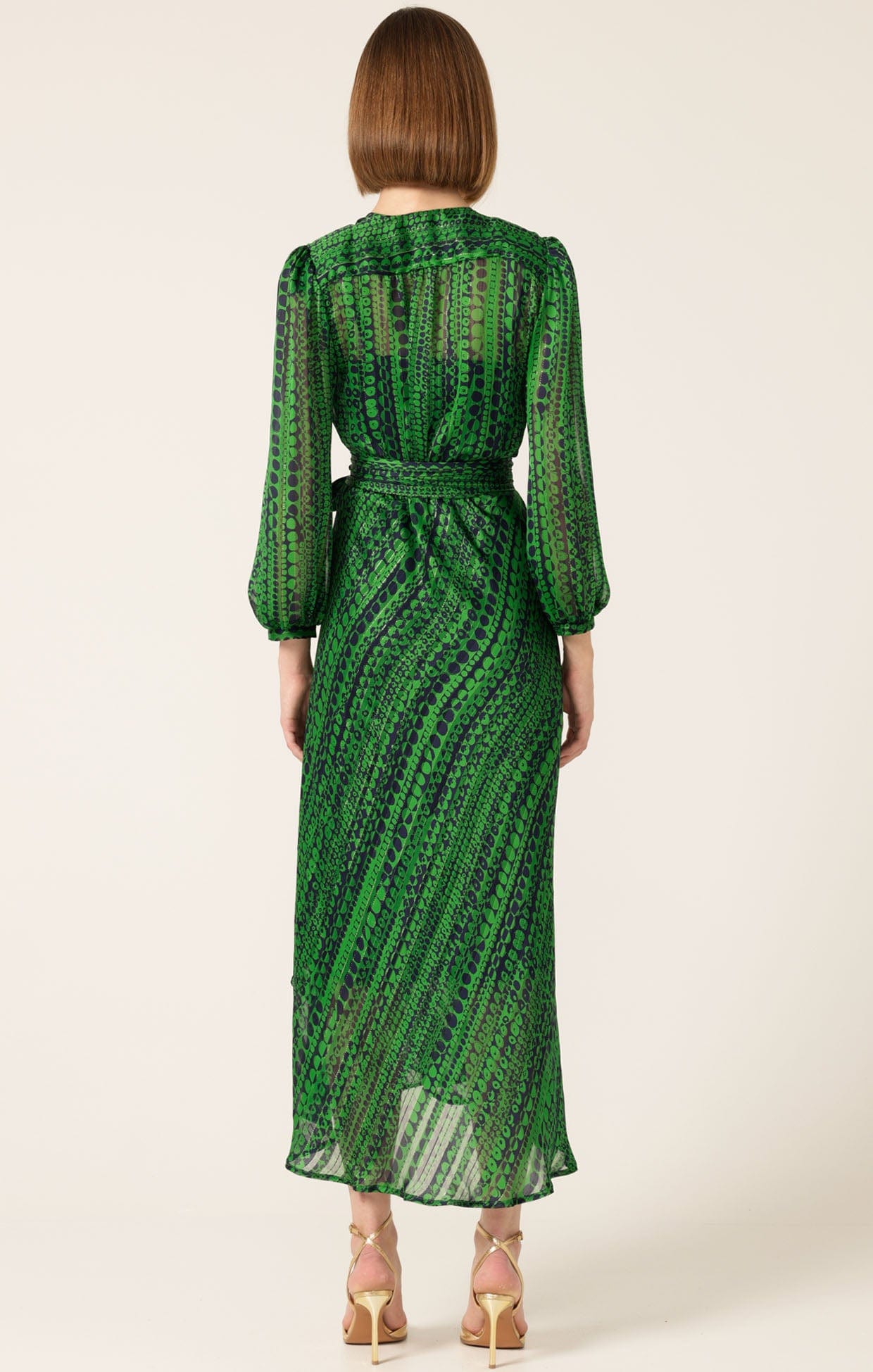 Dresses Multi Occasion SAVOIR MIDI WRAP DRESS IN NAVY GREEN