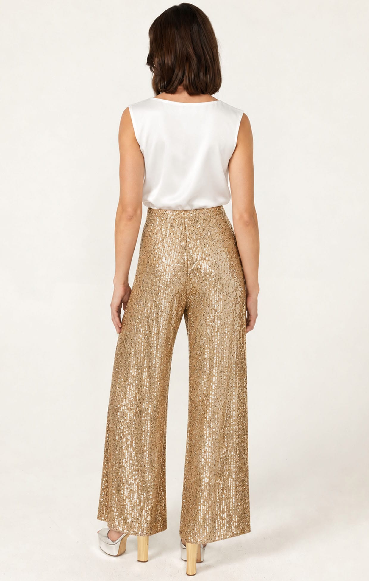 Pants SEQUIN PALAZZO PANT IN GOLD