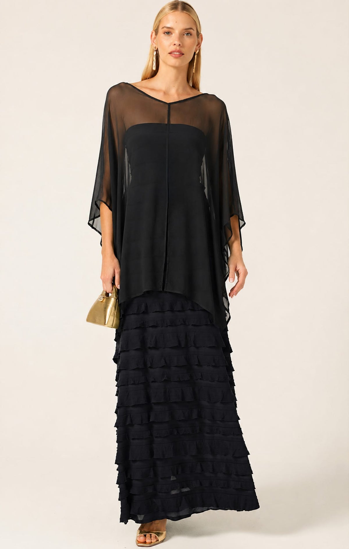 Jackets OS / BLACK SHEER SILK CAPE