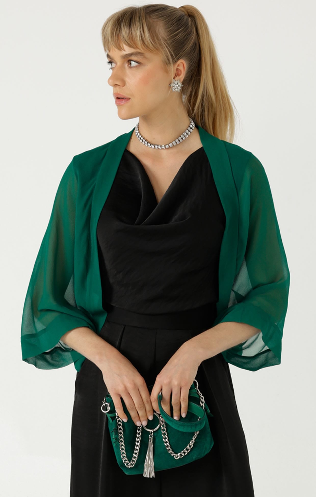 Jackets OS / GREEN SHEER KIMONO IN GREEN