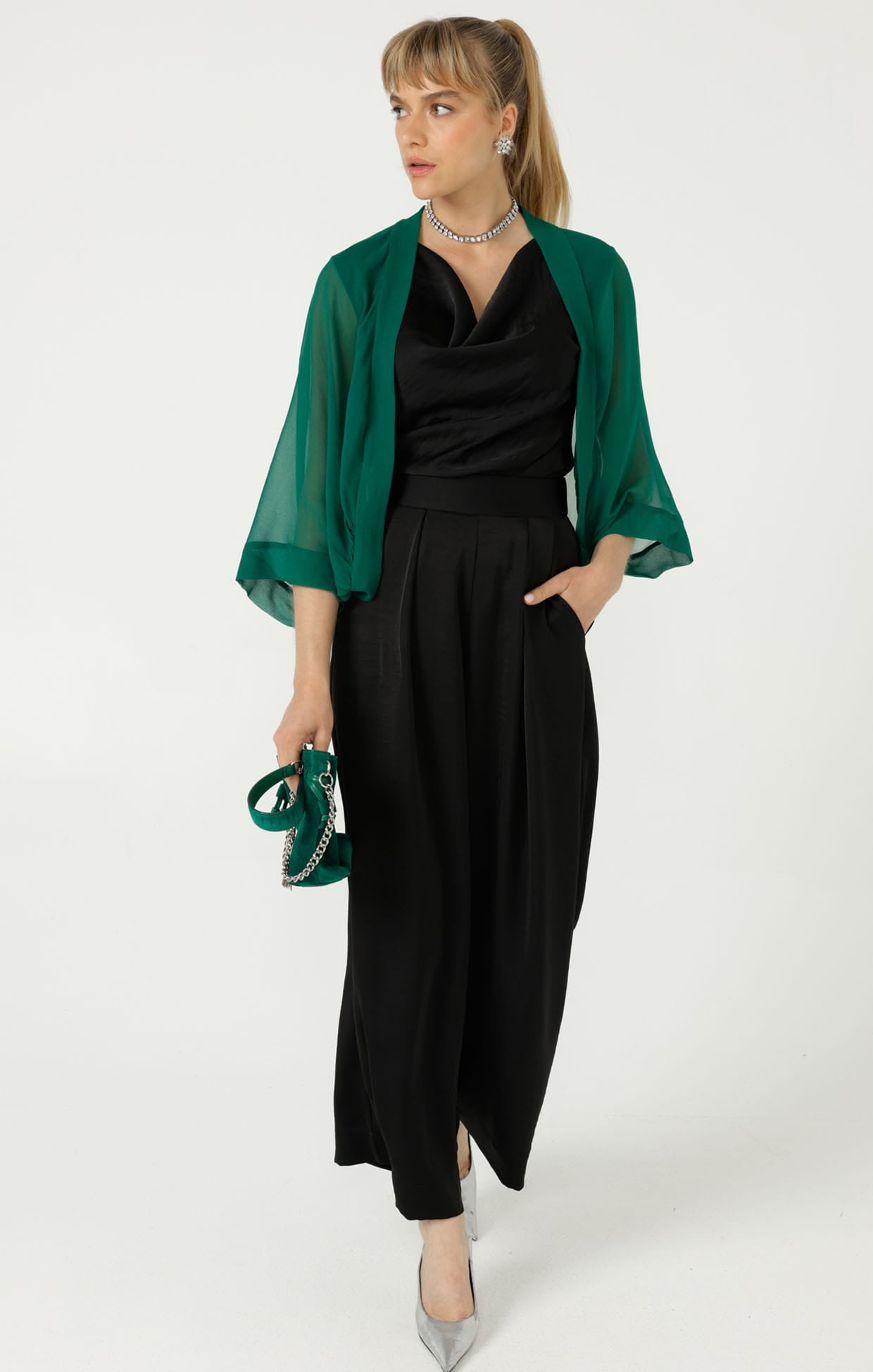 Jackets OS / GREEN SHEER KIMONO IN GREEN