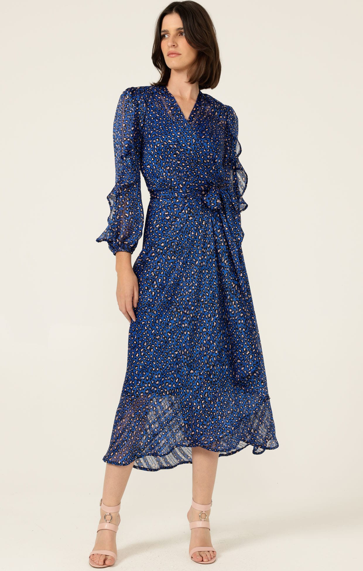 cobalt blue wrap dress Shona Midi in Animal Color:lightblue Motel Rocks black mini night versatility 10% ELASTANE