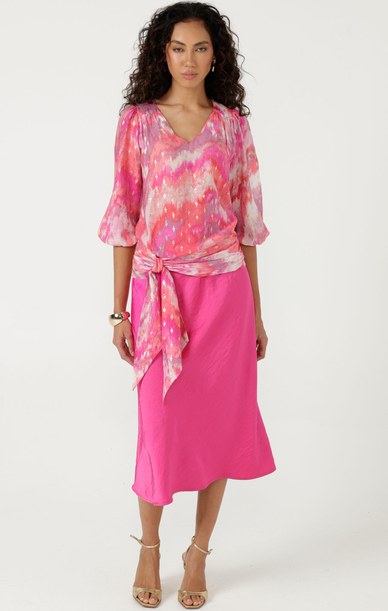 Skirts Multi Occasion LUXE BIAS MIDI SKIRT IN PINK