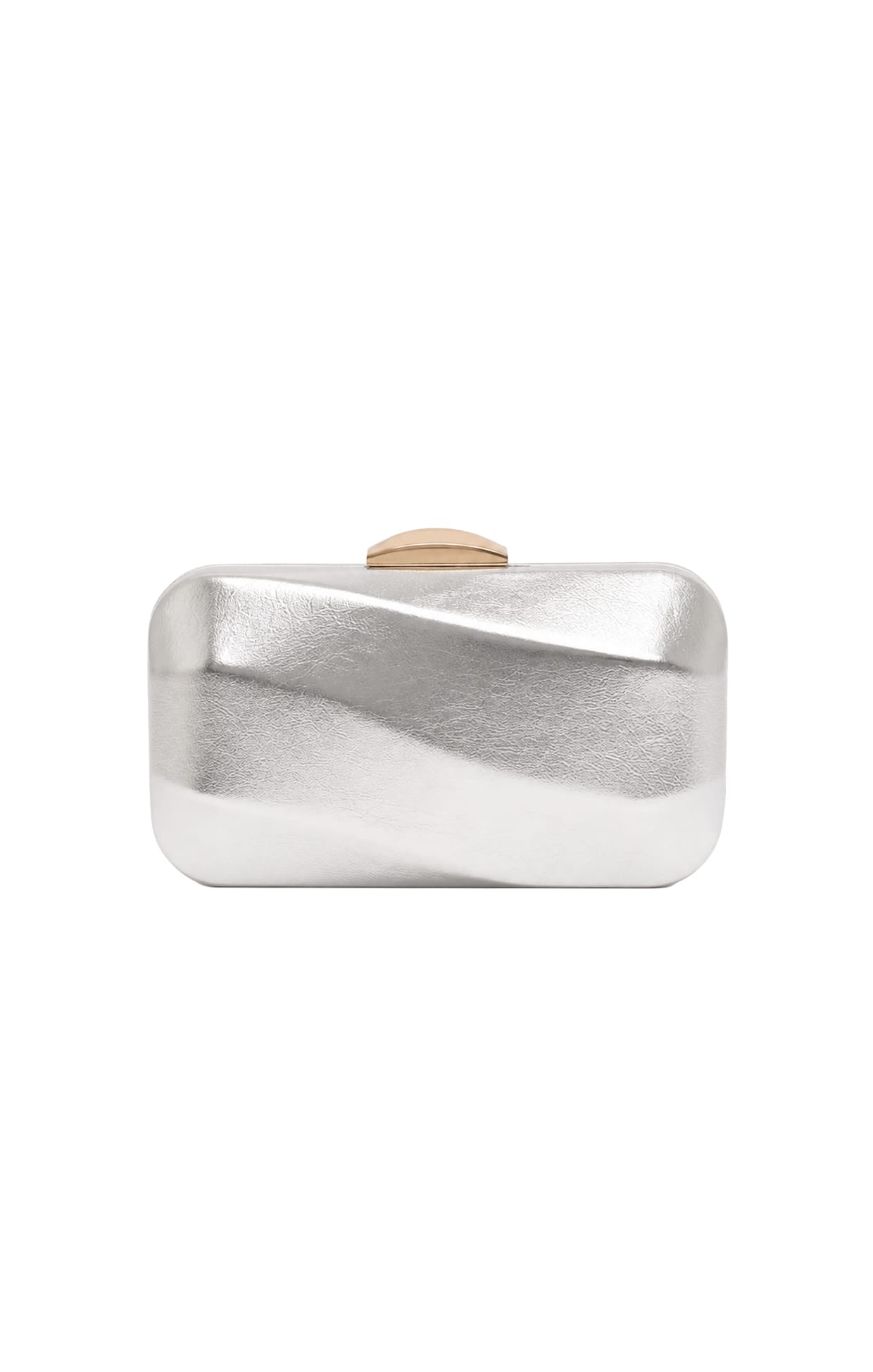 ACCESSORIES Bags Clutches OS / SILVER WAVY STRUCTURED METALLIC CLUTCH BAG IN SILVER