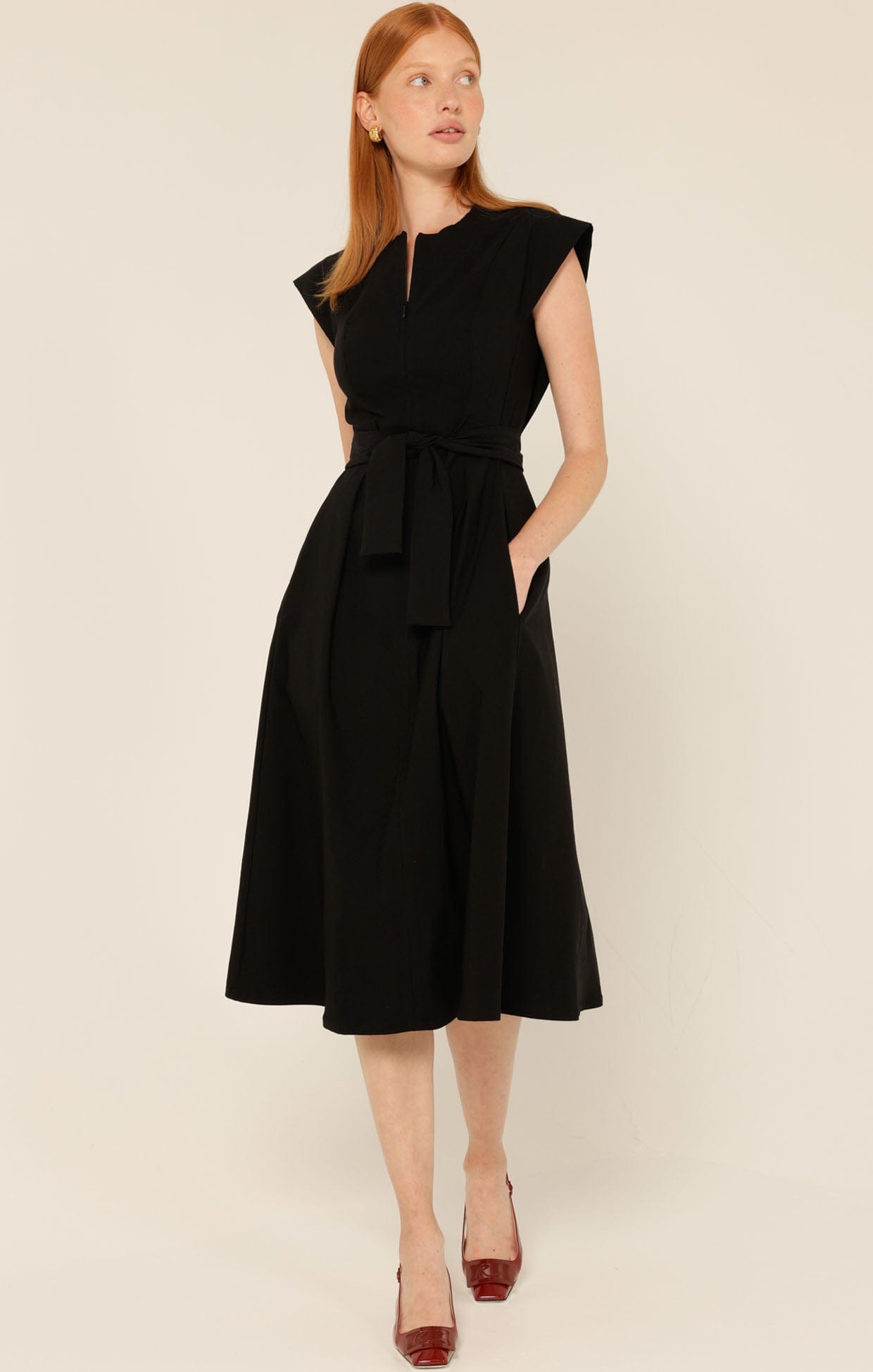 Zip Front Fit and Flare Black Work Dress | Flare Dress Zip Front Fit and Flare Black Work Dress | Flare Dress