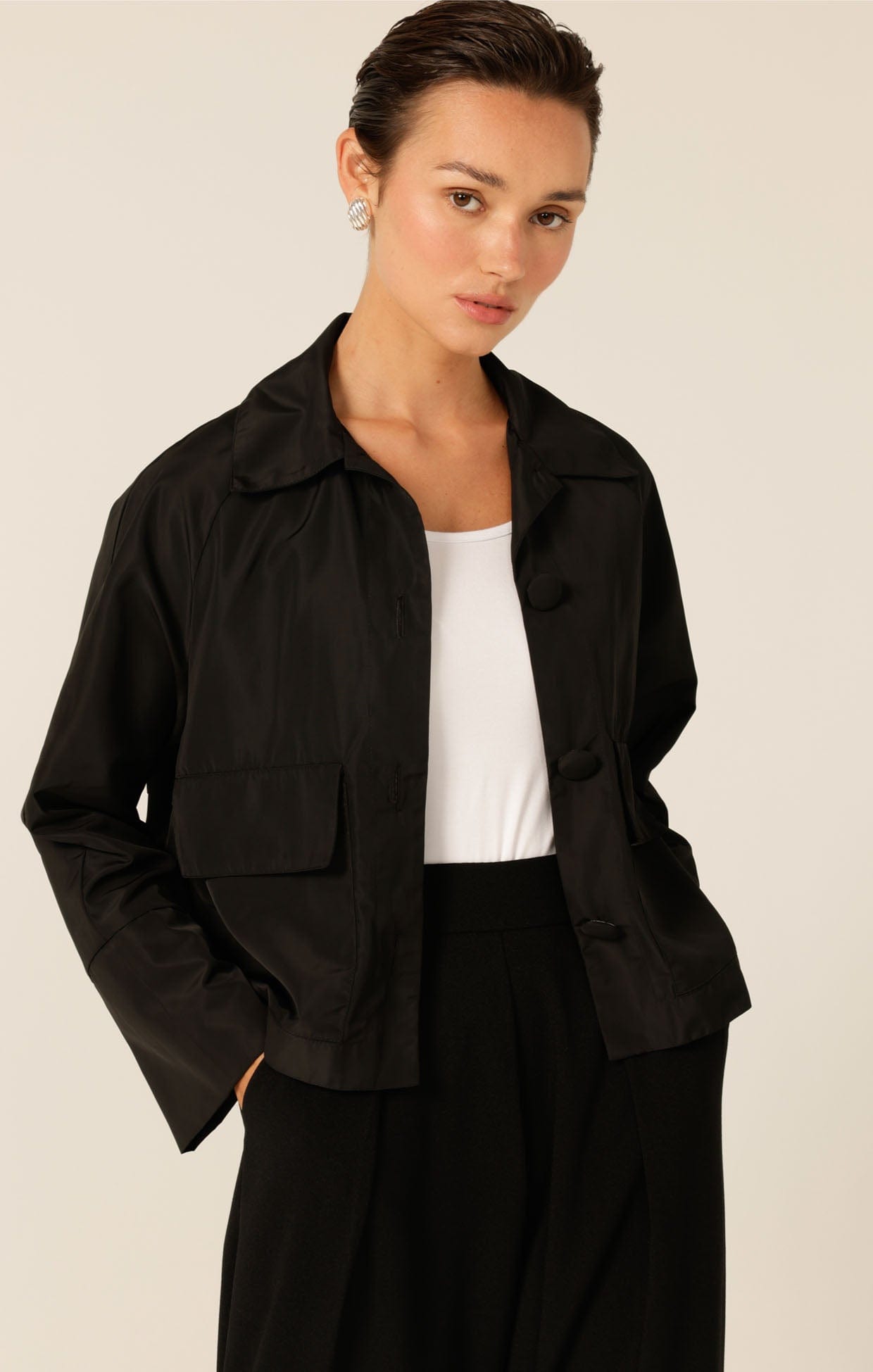Jackets Multi Occasion BUTTON UP CROP JACKET