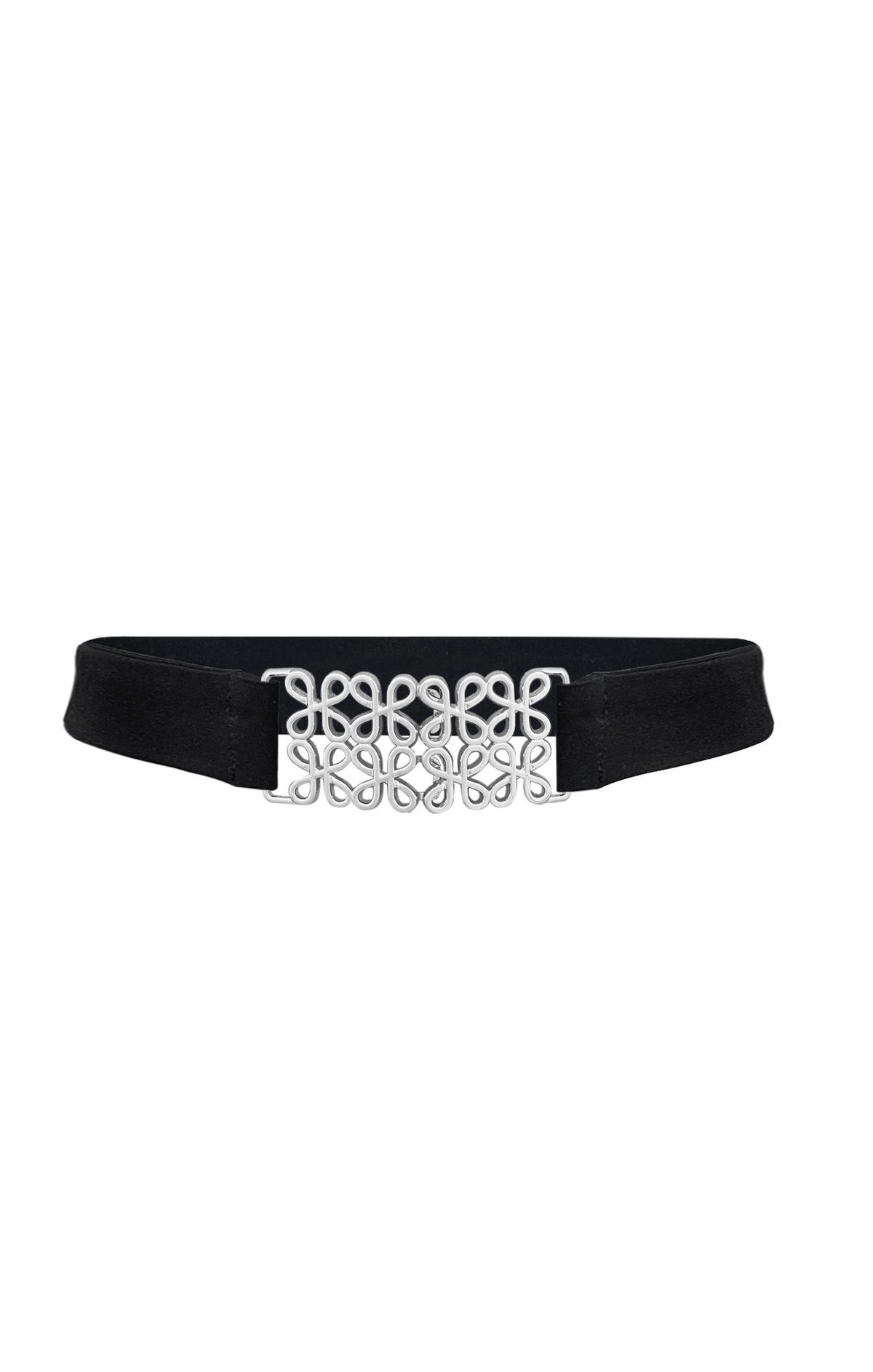 Belts DECORATIVE CLASP BELT IN BLACK AND SILVER