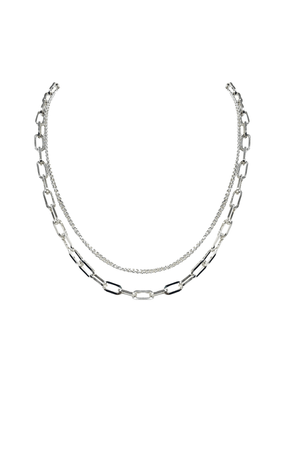 ACCESSORIES Necklaces One Size / Neutral DOUBLE LAYER CHAIN NECKLACE IN SILVER