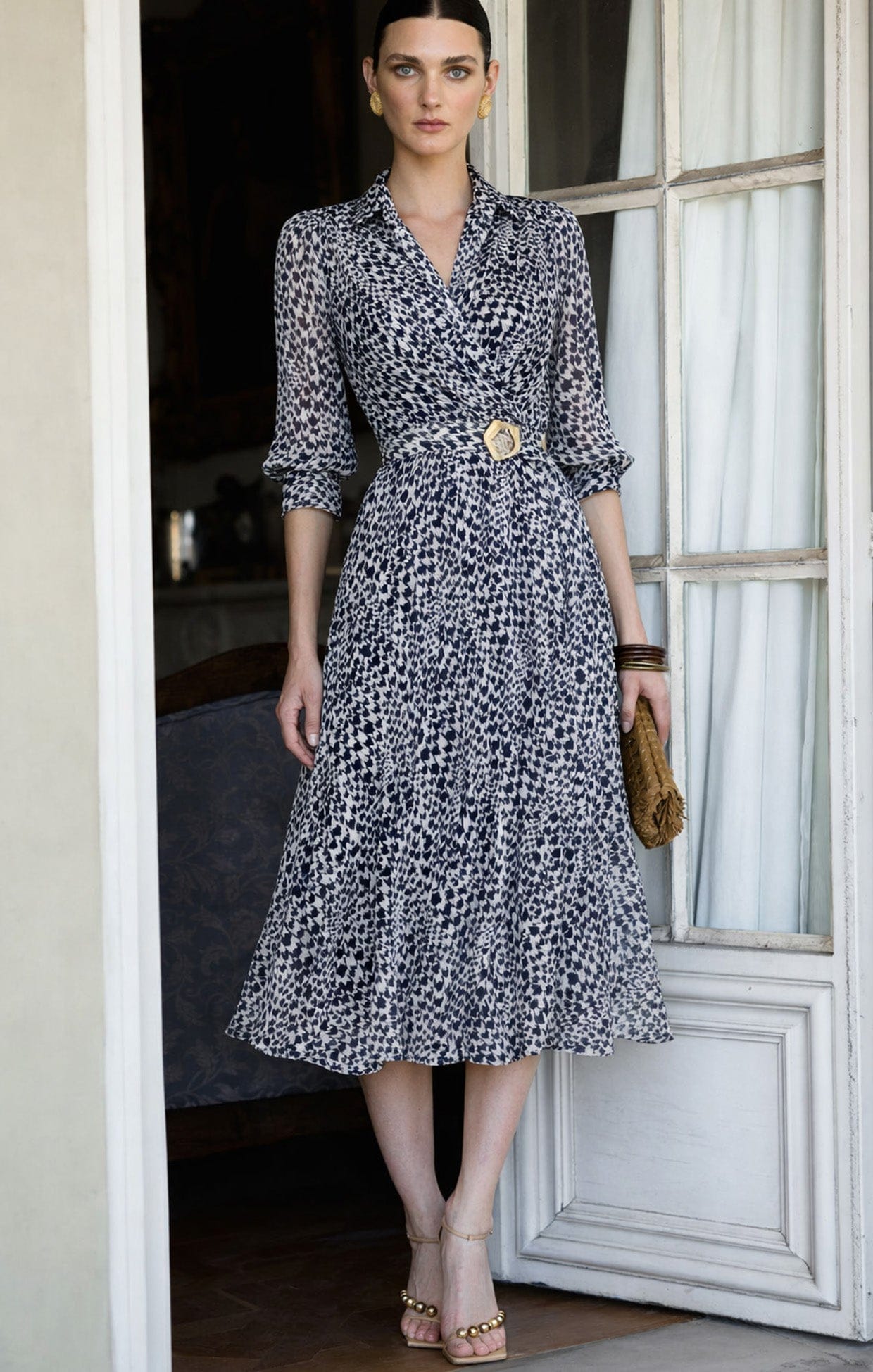 Herringbone Work Dress in Navy White Check