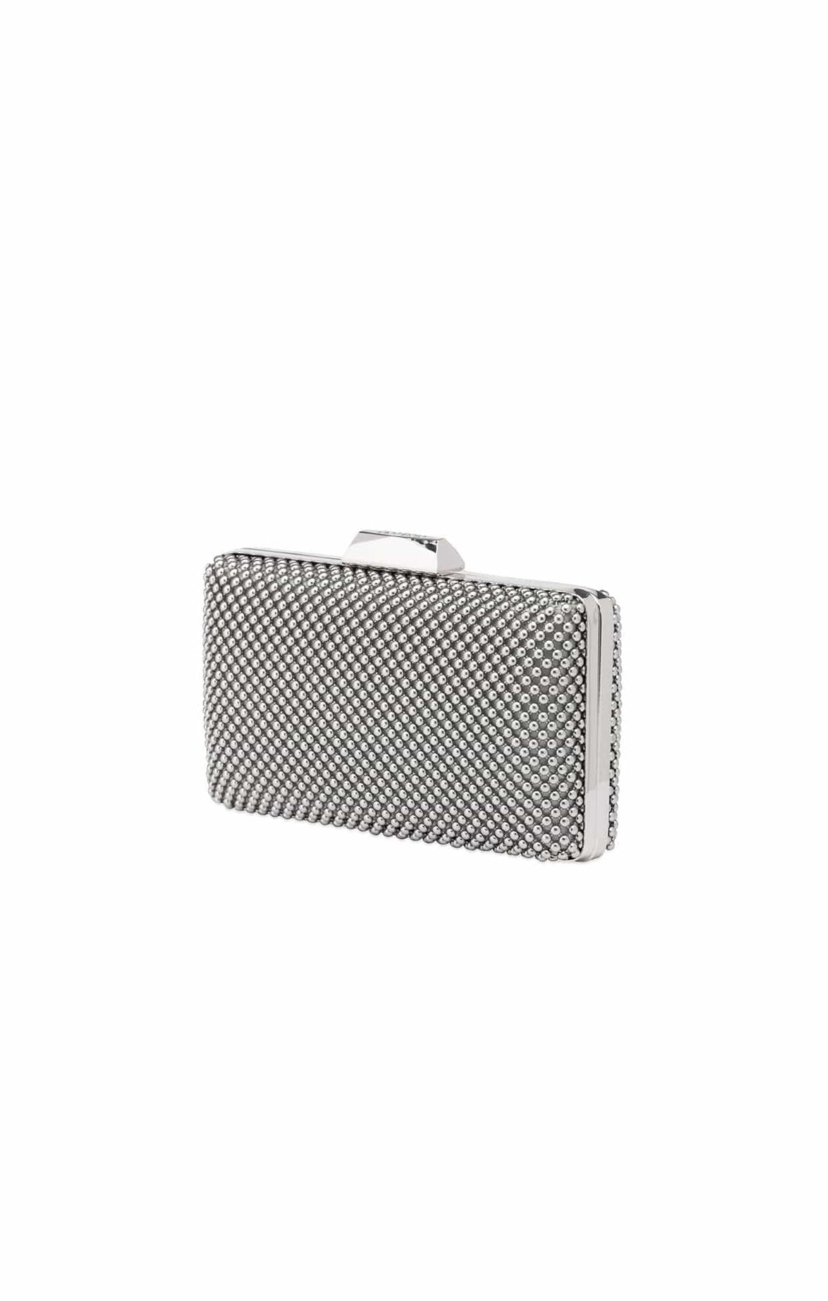 Bags OS / SILVER NATASHA BALL MESH CLUTCH IN SILVER