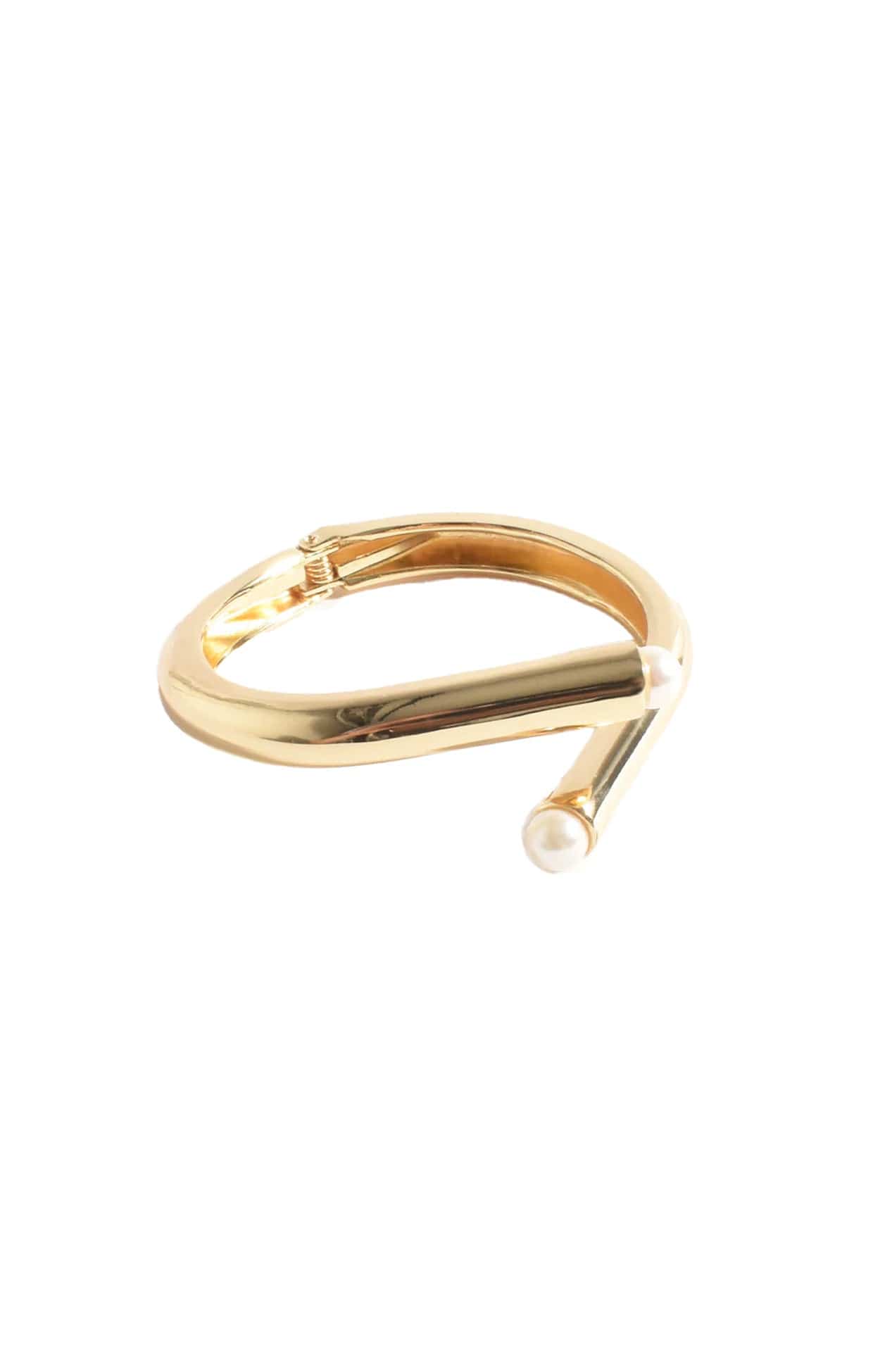 Bracelets OS / GOLD PEARL END BANGLE IN GOLD