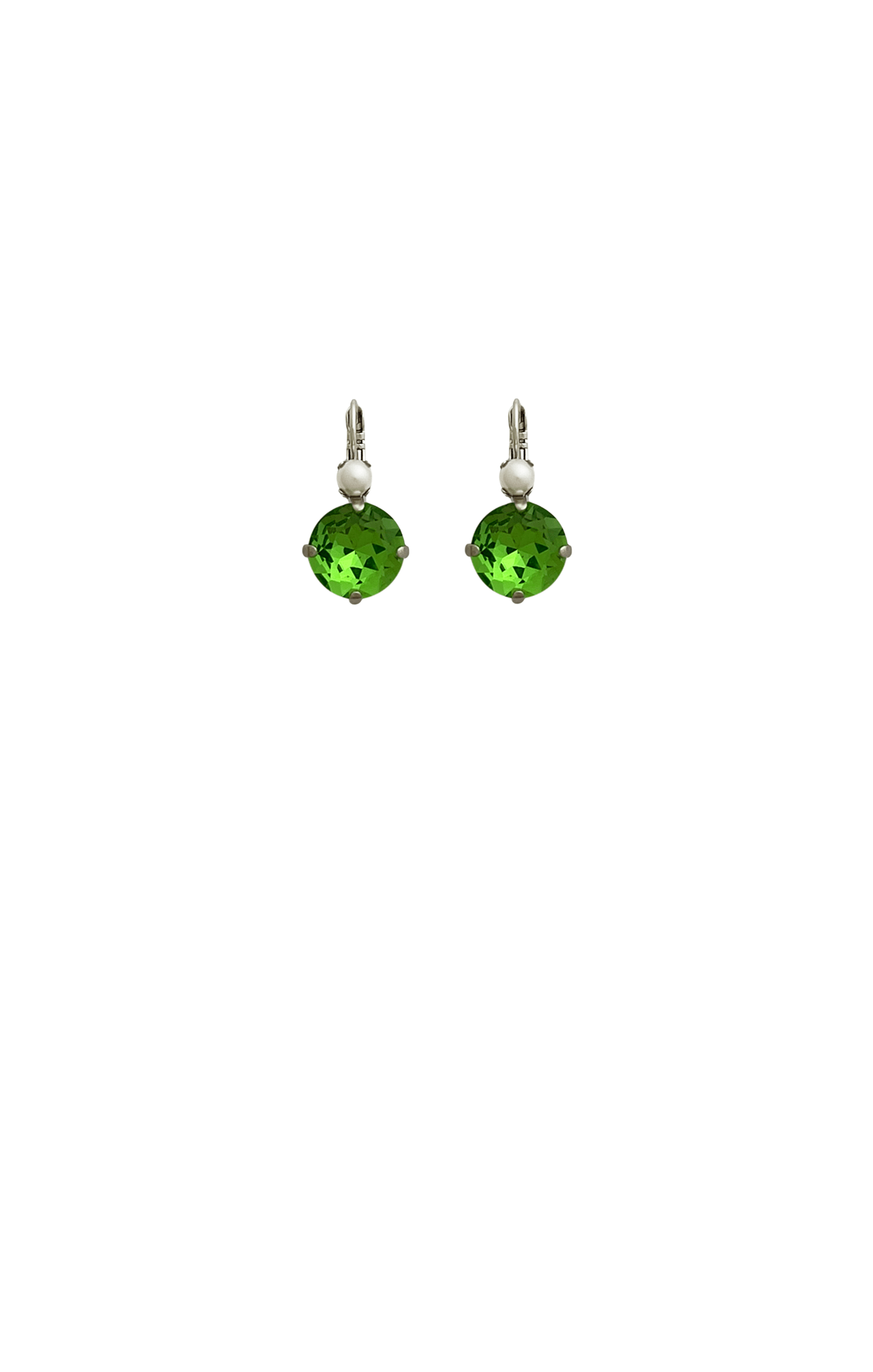 ACCESSORIES Earrings OS / GREEN PRAGUE EARRING RHODIUM IN PEARL AND FERN