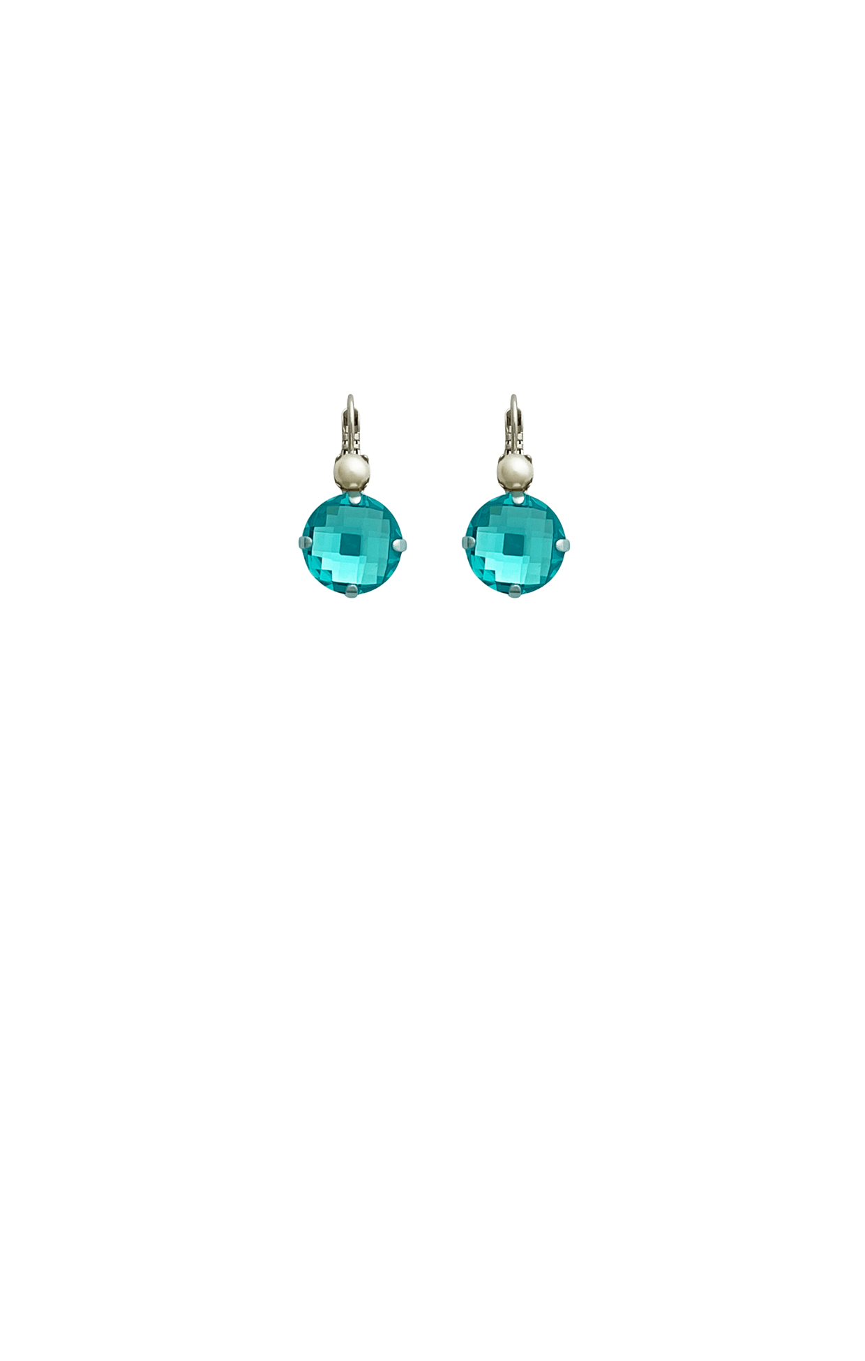 Multi Occasion OS / BLUE PRAGUE EARRING RHODIUM IN PEARL AND TURQUOISE