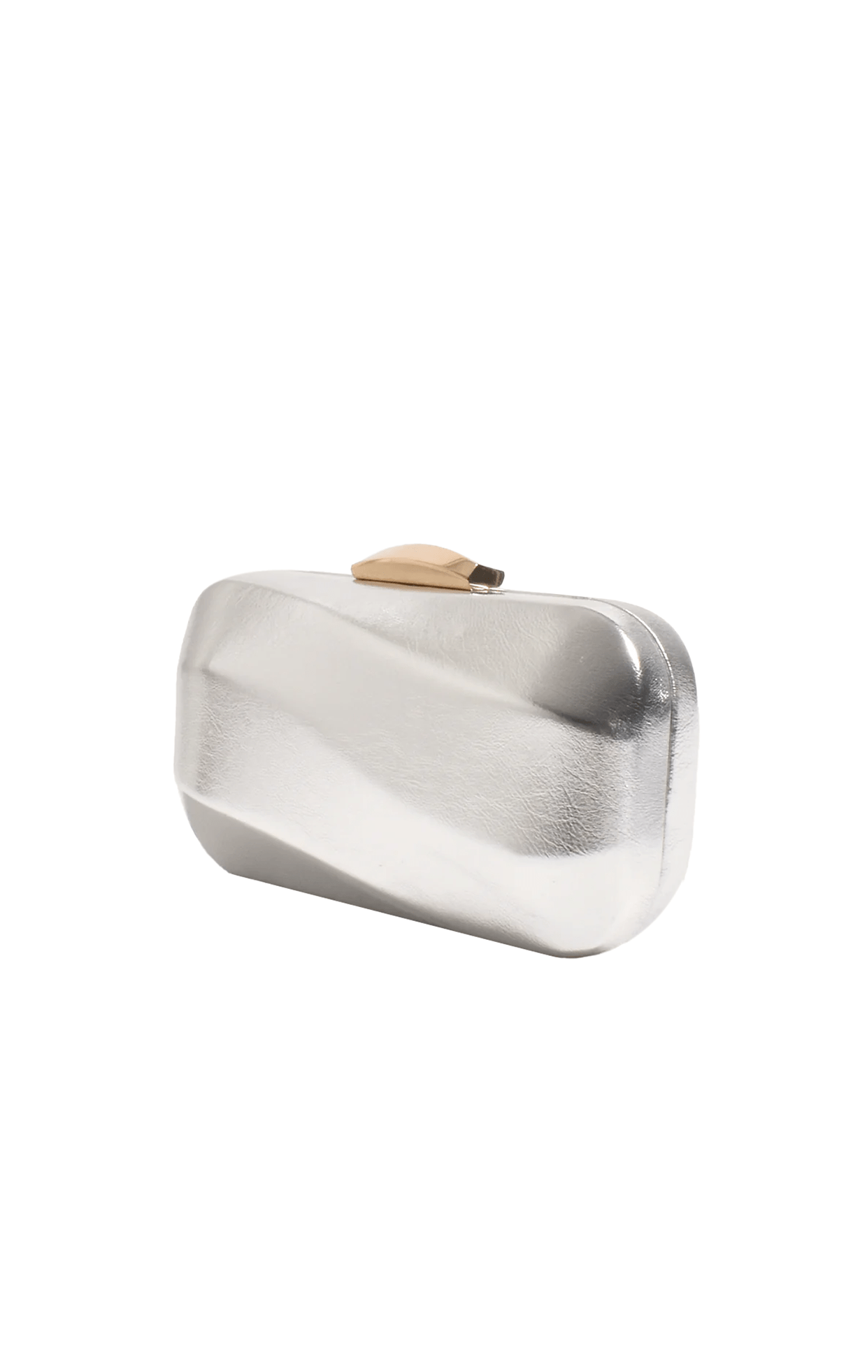 Wavy Structured Metallic Clutch Bag in Silver SACHA DRAKE