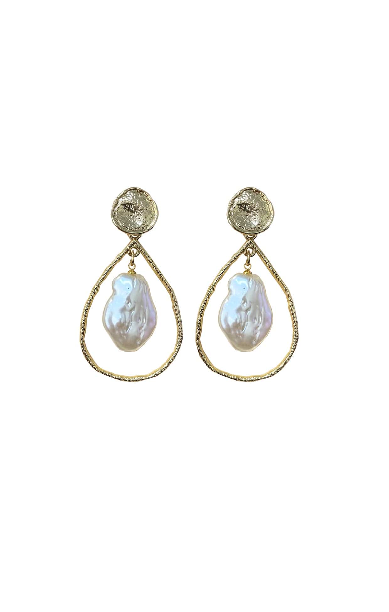 ACCESSORIES Earrings One Size / Neutral PRISCILLA HOOP EARRING IN GOLD PEARL