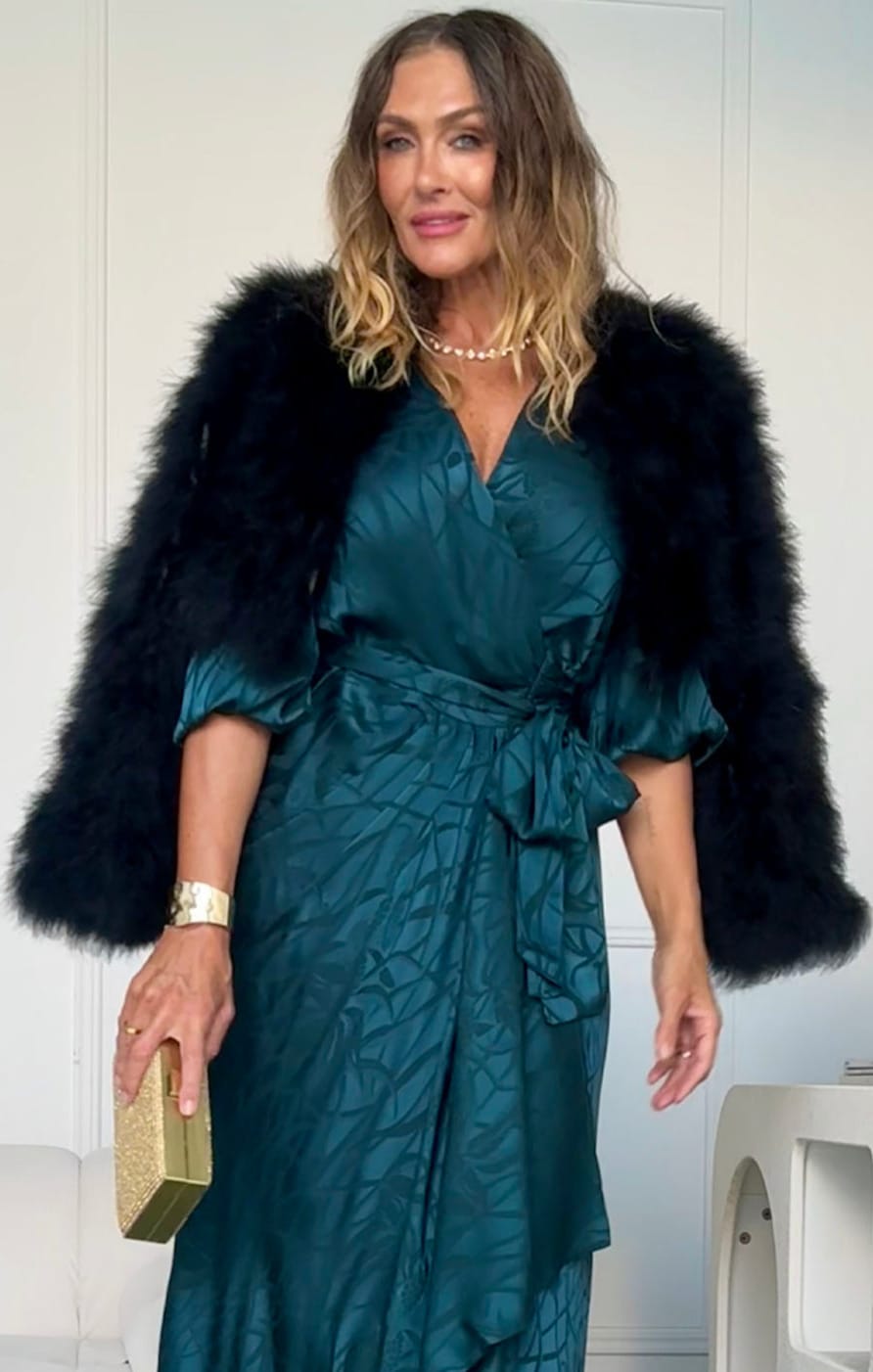 LUXE FEATHER JACKET IN BLACK