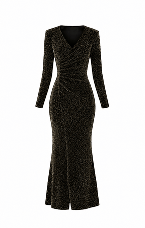 Dresses Events LENORA MAXI DRESS IN BLACK GOLD
