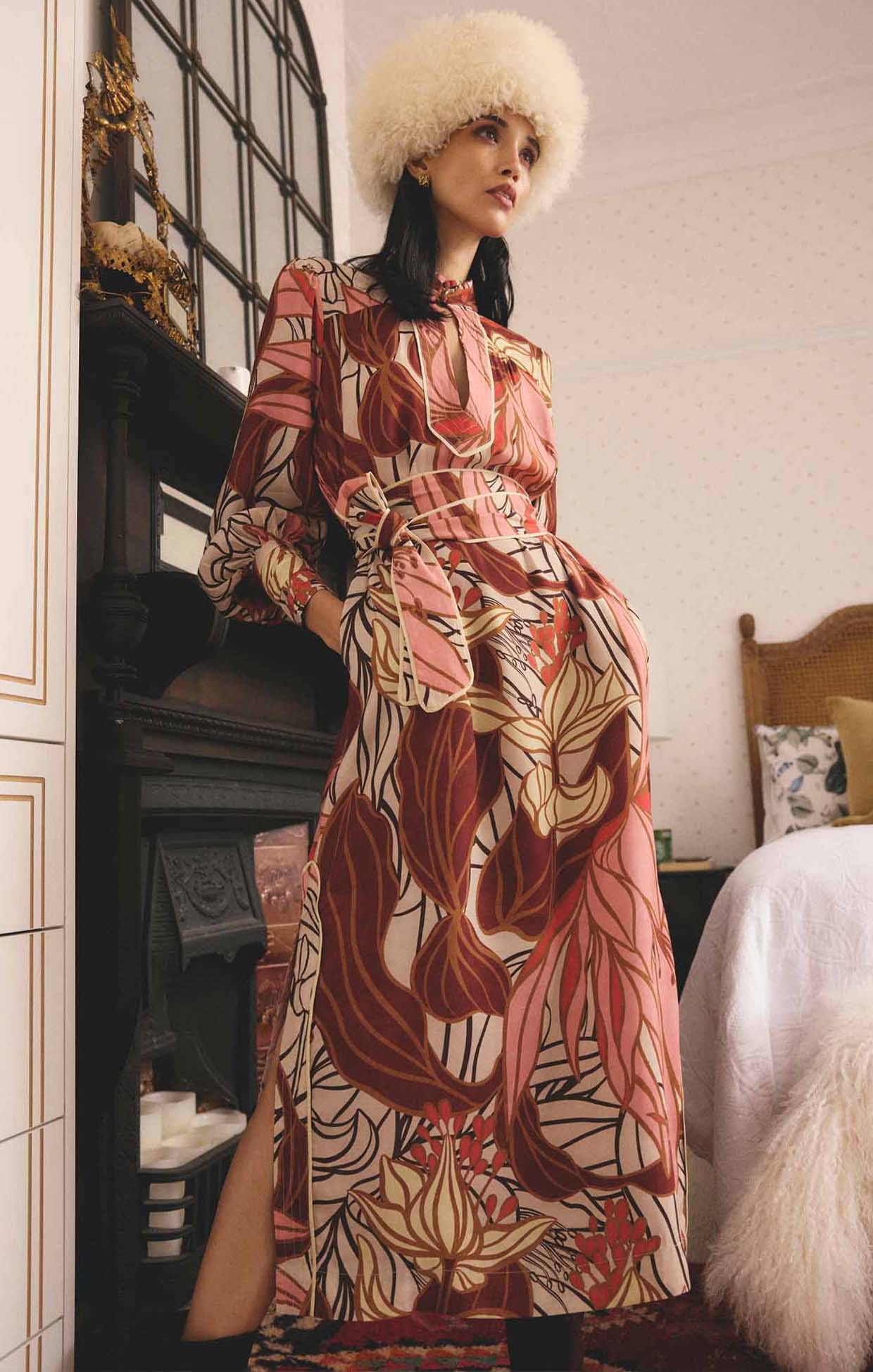 Dresses Multi Occasion EDITH COLUMN DRESS IN CATHEDRAL BOTANIC