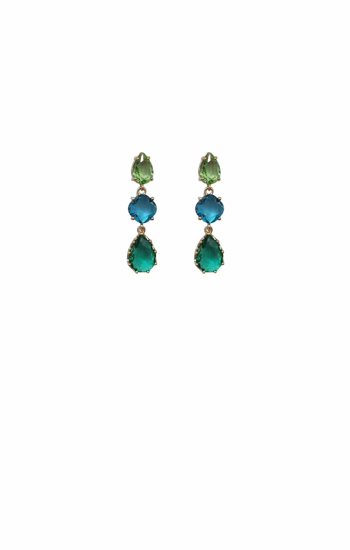 Earrings OS / AQUA MULTI ELOWEN TRI DROP EARRINGS IN AQUA MULTI