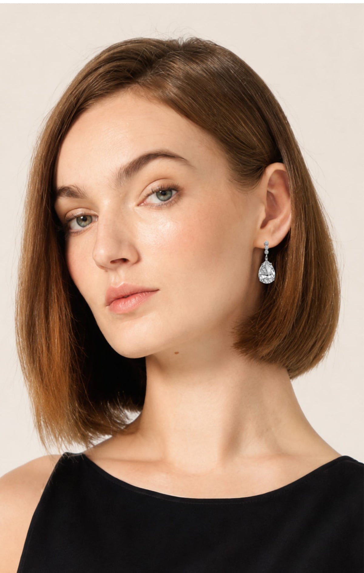 ACCESSORIES Earrings OS / DIAMANTE ESTELLE DROP EARRINGS IN DIAMANTE
