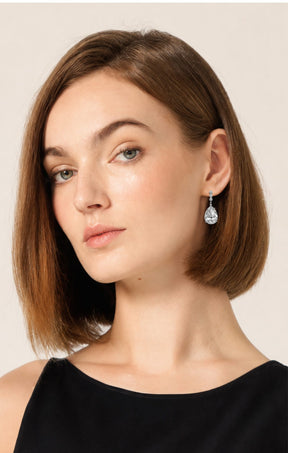 ACCESSORIES Earrings OS / DIAMANTE ESTELLE DROP EARRINGS IN DIAMANTE