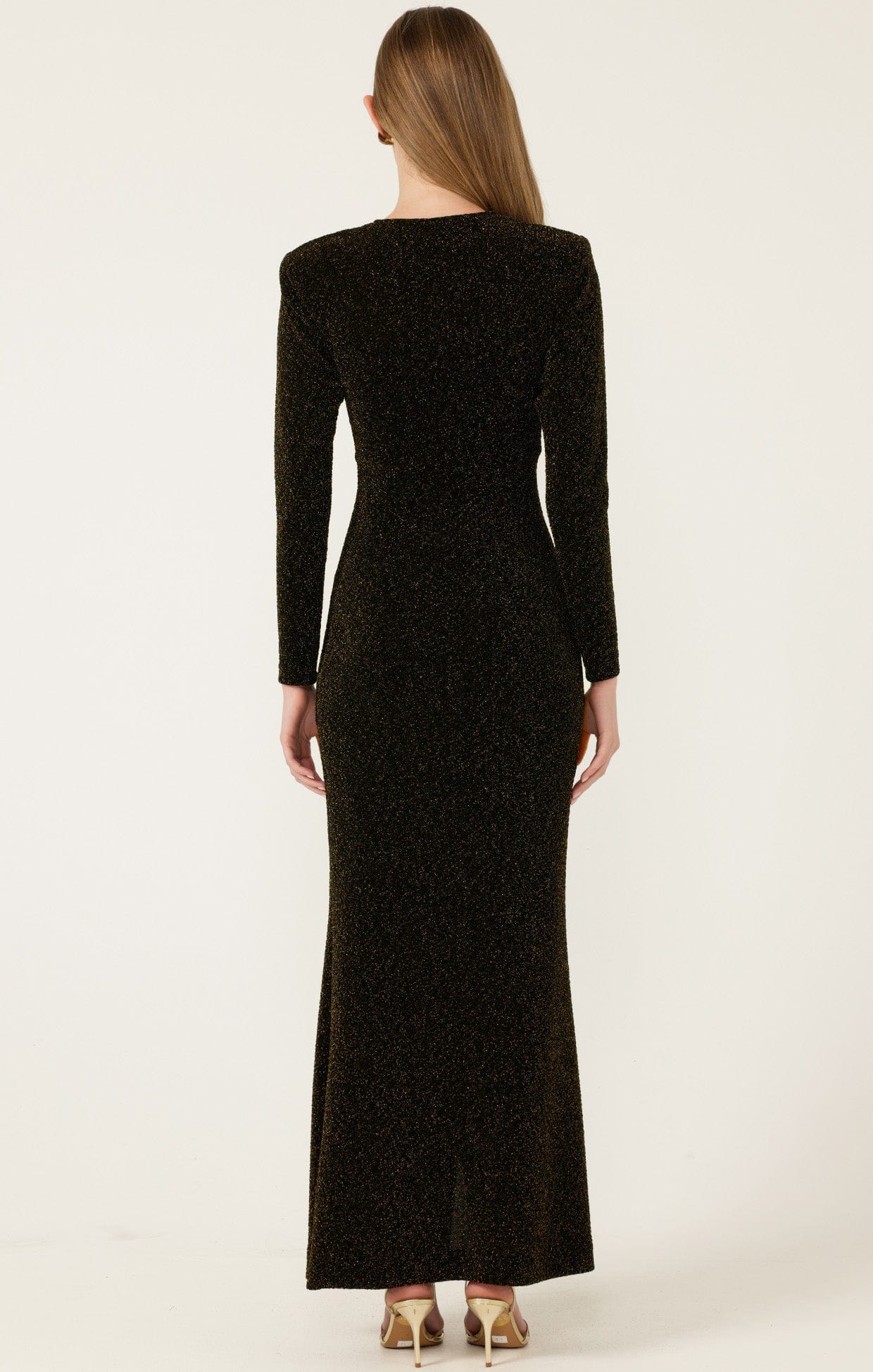 Dresses Events LENORA MAXI DRESS IN BLACK GOLD