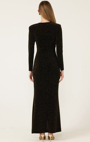 Dresses Events LENORA MAXI DRESS IN BLACK GOLD