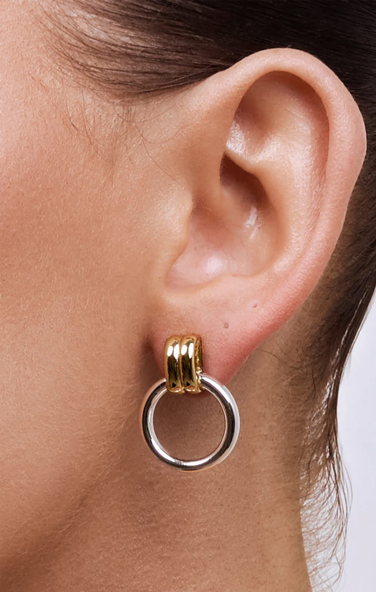 Earrings OS / GOLD SILVER CARMEN TWO TONE EARRINGS