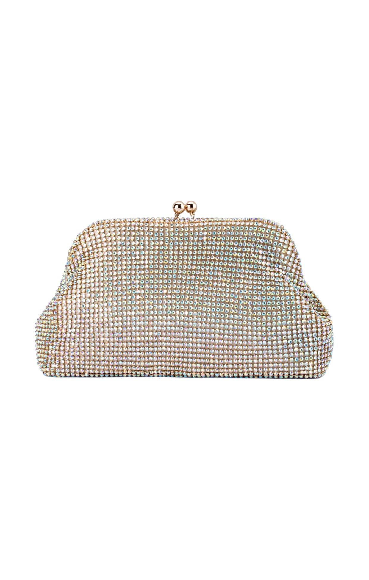 Bags OS / GOLD ELA CRYSTAL MESH CLUTCH BAG IN RAINBOW