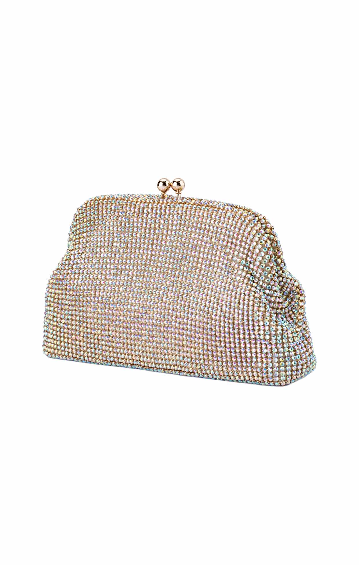 Bags OS / GOLD ELA CRYSTAL MESH CLUTCH BAG IN RAINBOW