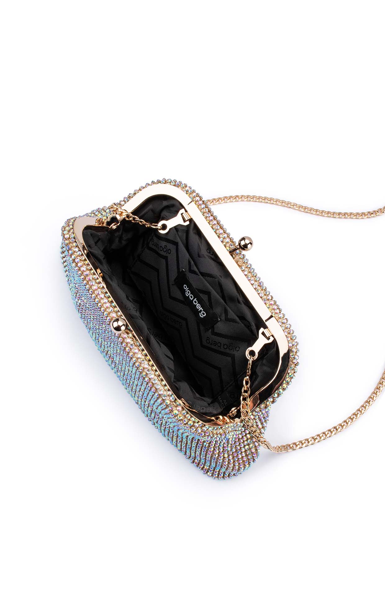 Bags OS / GOLD ELA CRYSTAL MESH CLUTCH BAG IN RAINBOW