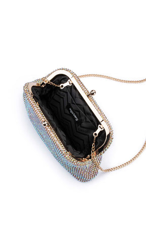 Bags OS / GOLD ELA CRYSTAL MESH CLUTCH BAG IN RAINBOW