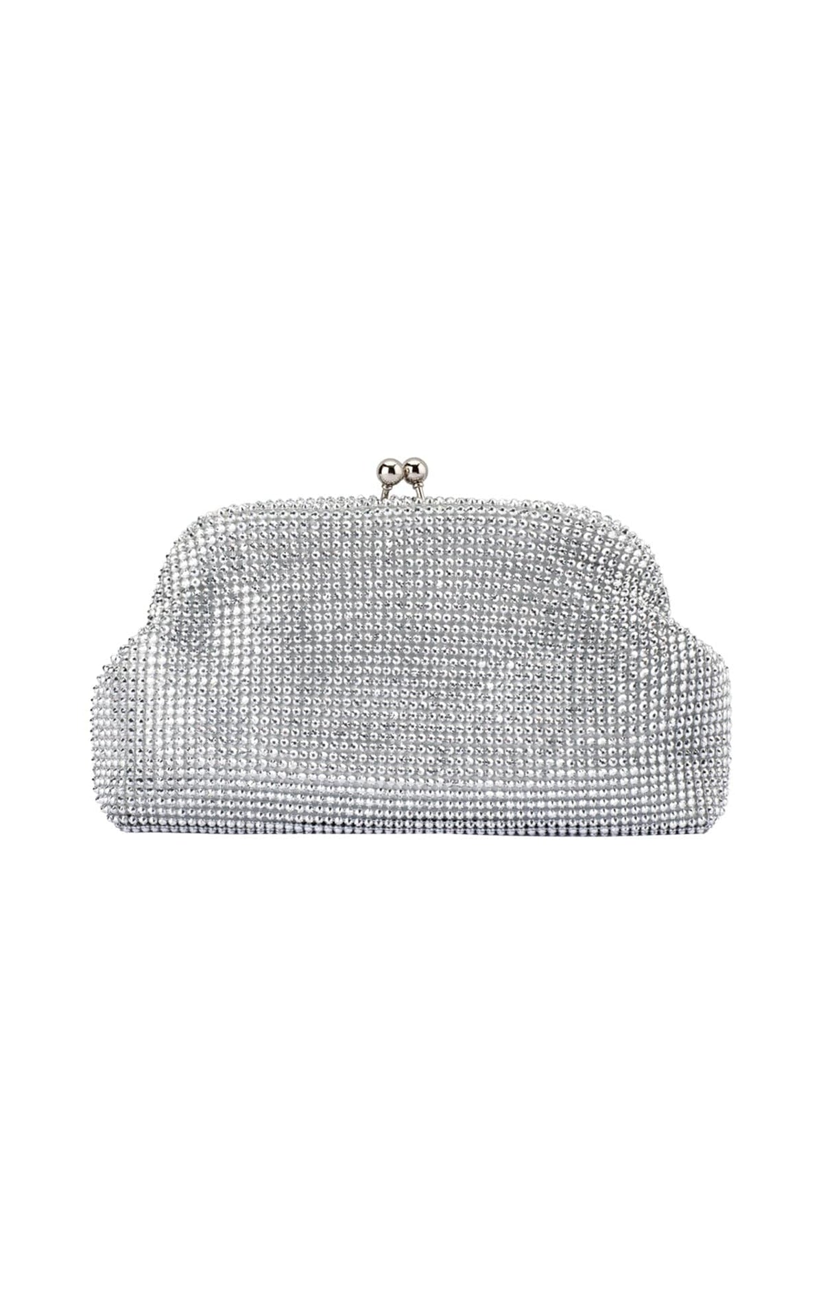 Bags OS / SILVER ELA CRYSTAL MESH CLUTCH BAG IN SILVER