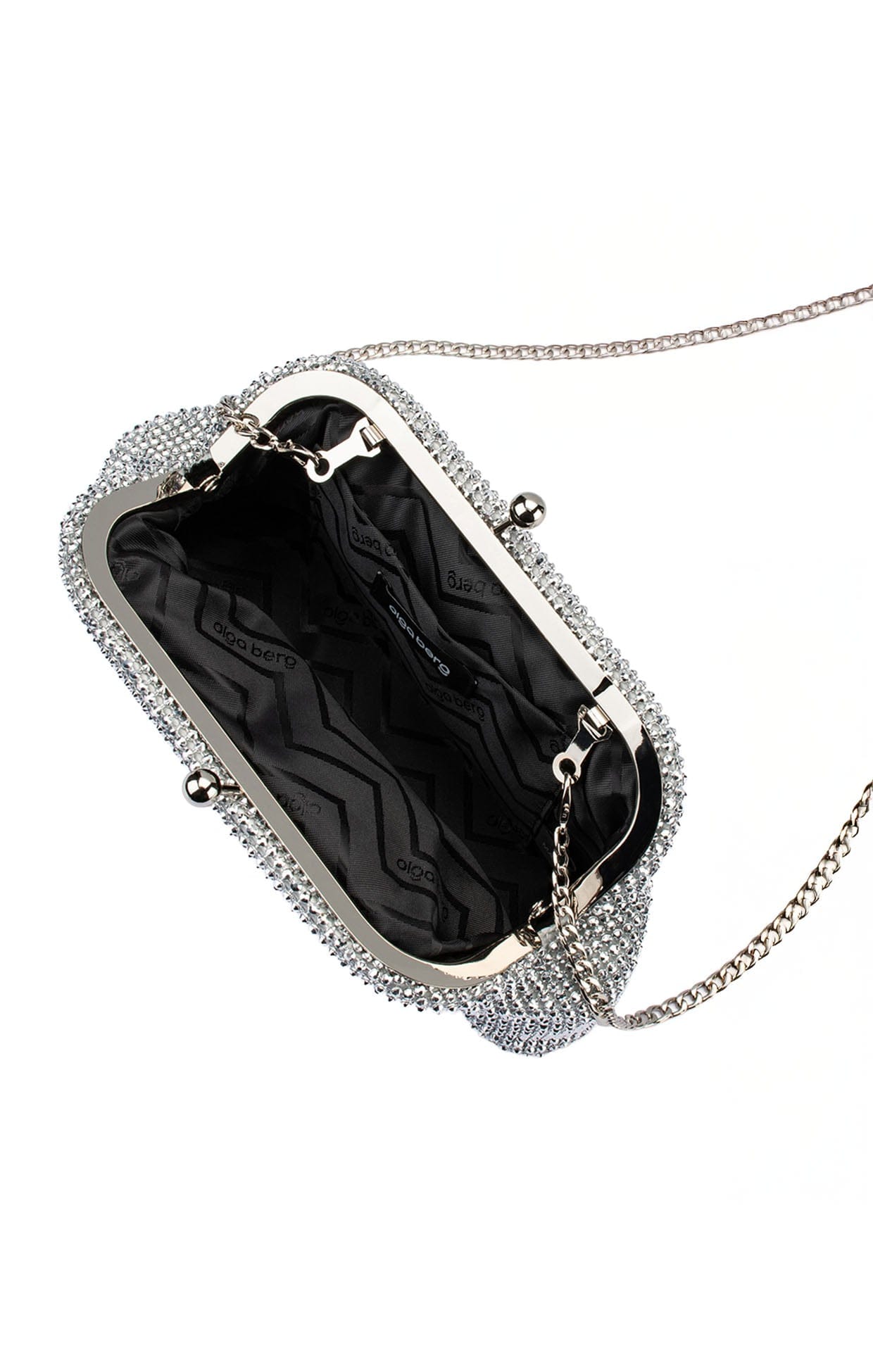 Bags OS / SILVER ELA CRYSTAL MESH CLUTCH BAG IN SILVER