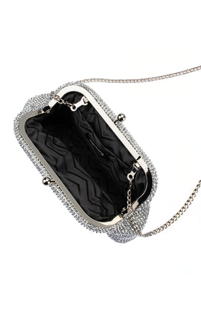Bags OS / SILVER ELA CRYSTAL MESH CLUTCH BAG IN SILVER