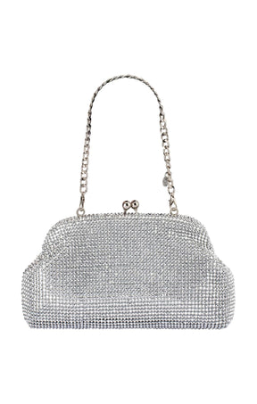 Bags OS / SILVER ELA CRYSTAL MESH CLUTCH BAG IN SILVER