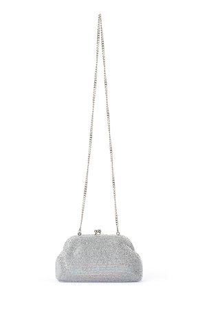 Bags OS / SILVER ELA CRYSTAL MESH CLUTCH BAG IN SILVER