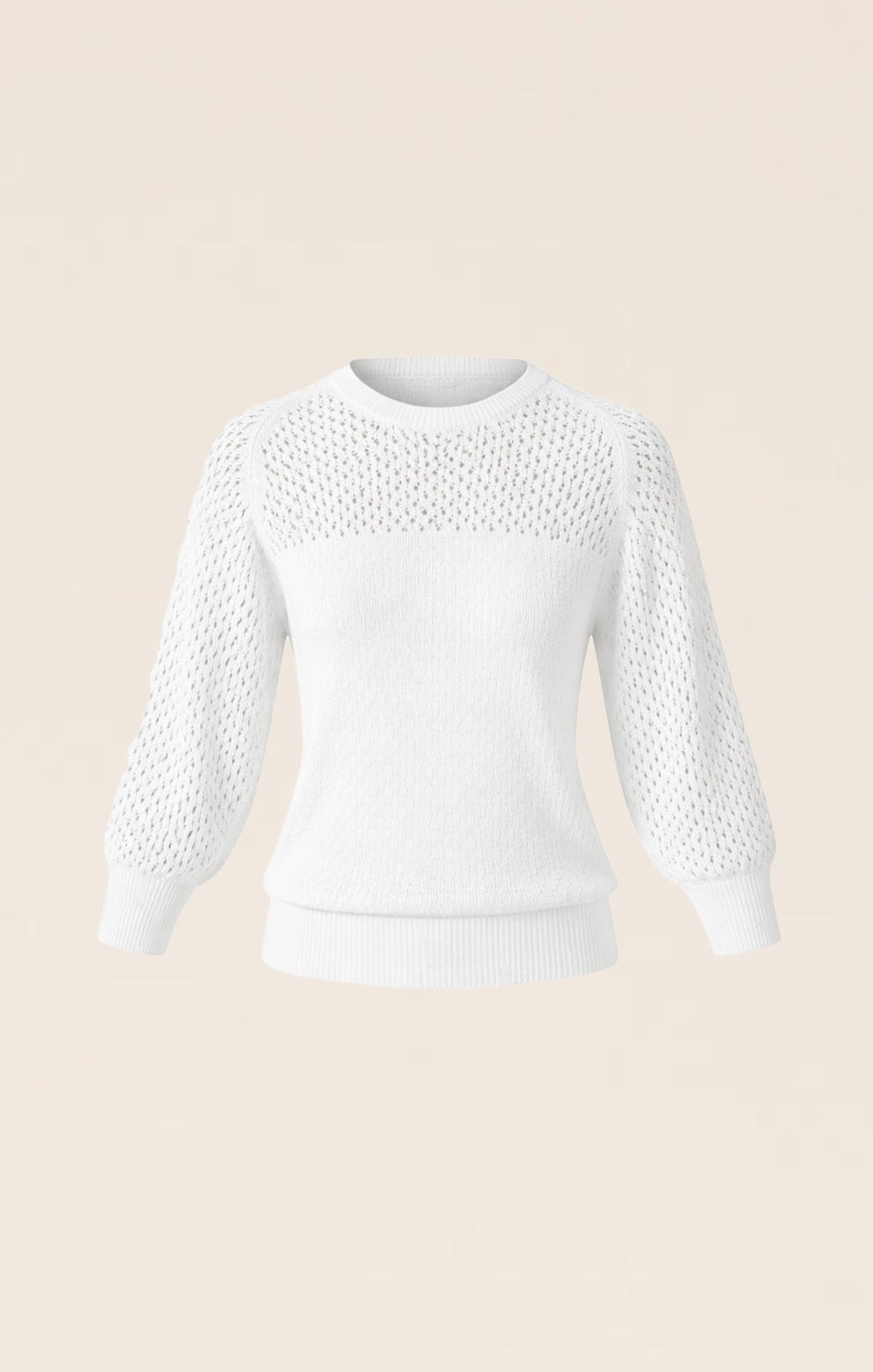Knitwear 3/4 SLEEVE RIPPLE KNIT TOP IN IVORY