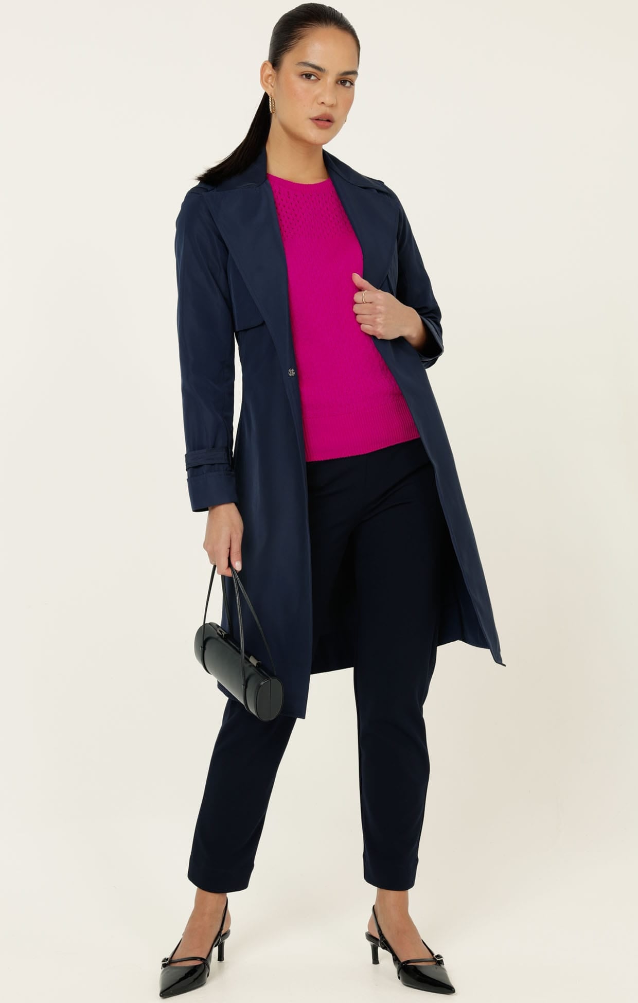 Knitwear 3/4 SLEEVE RIPPLE KNIT TOP IN FUSCHIA