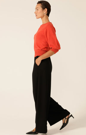 Knitwear 3/4 SLEEVE RIPPLE KNIT TOP IN BURNT ORANGE