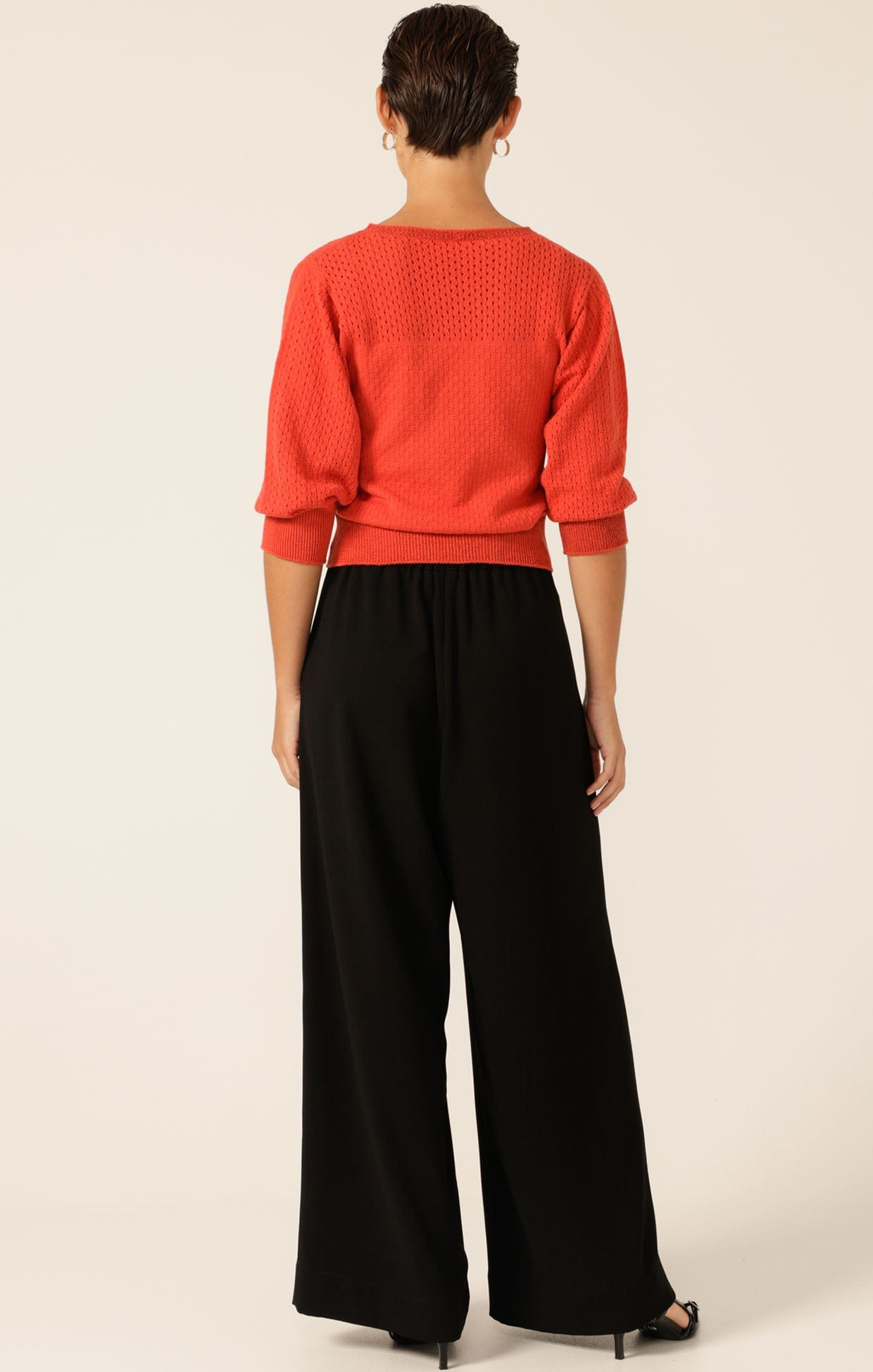 Knitwear 3/4 SLEEVE RIPPLE KNIT TOP IN BURNT ORANGE